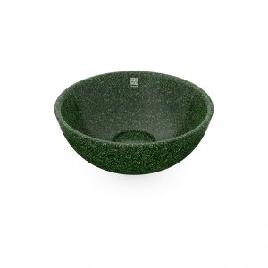 Moss-grün. Dieses Woodio Soft40 Waschbecken Table Top hat eine sanfte und moderne runde Form und glänzende Oberfläche. Das Material ist Woodios Massivholz-Verbundwerkstoff, das in vielen harmonischen Farbtöne hergestellt wird.