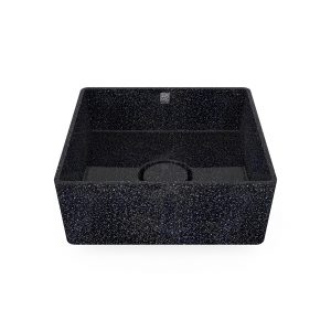 Char-schwarz. Woodio Cube40 Waschbecken Table Top hat ein minimalistisches quadratisches Design, das beide funktional und stilvoll ist. Die Oberfläche ist glänzende. Das Material ist Woodios Massivholz-Verbundwerkstoff, das in vielen harmonischen Farbtöne hergestellt wird.
