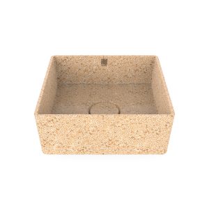 Natural Holzfarbe. Woodio Cube40 Waschbecken Table Top hat ein minimalistisches quadratisches Design, das beide funktional und stilvoll ist. Die Oberfläche ist glänzende. Das Material ist Woodios Massivholz-Verbundwerkstoff, das in vielen harmonischen Farbtöne hergestellt wird.