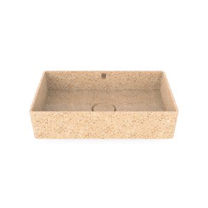 Natural Holzfarbe. Polar-weiß. Woodio Cube60 Waschbecken Table Top hat ein minimalistisches rechteckiges Design, das beide funktional und stilvoll ist. Das Material ist Woodios Massivholz-Verbundwerkstoff, das in vielen harmonischen Farbtöne hergestellt wird.
