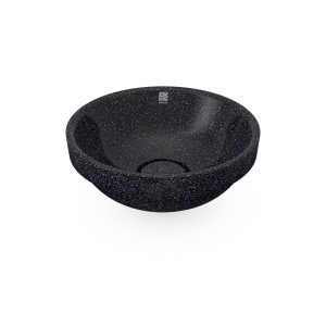 Char-schwarz. Dieses Woodio Soft60 Waschbecken Eingelassen hat eine sanfte und moderne runde Form und glänzende Oberfläche. Das Material ist Woodios Massivholz-Verbundwerkstoff, das in vielen harmonischen Farbtöne hergestellt wird.